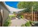Landscaped backyard seating area with gravel and shade sail for relaxing at 3968 Winona Ct, Denver, CO 80212