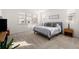 Serene bedroom with a comfortable bed, soft lighting, and a view of the neighborhood through the windows at 5861 Tesoro Pt, Parker, CO 80134