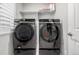 Modern laundry room with front loading Samsung washer and dryer at 8358 Howell St # B, Arvada, CO 80005