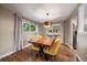 Comfortable dining area featuring a modern table, chairs and a view to the backyard at 6011 Welch St, Arvada, CO 80004