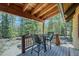 Charming deck with an outdoor dining set and scenic views of the surrounding forest at 29 Gregory Cir, Breckenridge, CO 80424