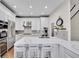 Bright kitchen features white cabinetry, stainless appliances, and a large center island with seating at 2616 E Cherry Creek South Dr, Denver, CO 80209