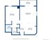 Detailed floor plan showcasing the layout including the bedroom, living room, kitchen, balcony, bath and foyer at 1301 Speer Blvd # 403, Denver, CO 80204