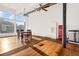 Bright dining area with hardwood floors and large windows at 1617 California St # 3B, Denver, CO 80202