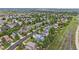 An aerial view of a residential neighborhood featuring tree-lined streets and well-maintained homes at 21885 Whirlaway Ave, Parker, CO 80138
