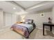 Finished basement bedroom with neutral carpet and a comfortable bed at 21885 Whirlaway Ave, Parker, CO 80138