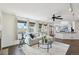 Bright living area with a fireplace, large windows, and hardwood flooring at 20087 E Dartmouth Dr, Aurora, CO 80013