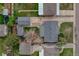 Overhead view of the property featuring a well-maintained yard, outbuildings, and neighboring houses at 5477 E Asbury Ave, Denver, CO 80222