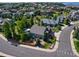 Beautiful aerial view showcases a suburban neighborhood with lush landscaping and well-maintained properties at 7472 Iridium Way, Castle Rock, CO 80108