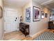 Inviting entryway featuring a white door, light wood floors, and tasteful art displays at 130 N Pearl St # 808, Denver, CO 80203