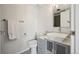 Modern bathroom featuring a square vessel sink, gray vanity, and clean, neutral tones at 540 S Forest St # 3-204, Denver, CO 80246