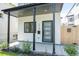 Charming front porch with a stylish door, dark window trim, and manicured landscaping at 1713 Grove St, Denver, CO 80204