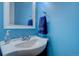 Bright bathroom features white sink and mirror against blue painted wall at 1769 S Lee St # B, Lakewood, CO 80232