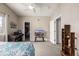 Bedroom featuring vaulted ceiling, carpet, and a large window with a piano at 6840 Xavier Cir # 5, Westminster, CO 80030