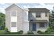Charming two-story home featuring stone and siding, complemented by a well-manicured lawn and bright blue door at 1444 Coral Pl, Longmont, CO 80501