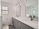 Updated bathroom with double vanity, gray cabinets, and modern fixtures at 415 S Snowmass Cir, Superior, CO 80027