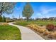 Beautiful community park with green grass, walking paths, and playground equipment at 15851 Josephine Cir, Brighton, CO 80602