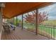 Relaxing covered deck with comfortable seating and an open view to the serene natural landscape at 1091 Colt Cir, Castle Rock, CO 80109