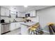 Modern kitchenette with white cabinets and granite countertops at 7020 Avrum Dr, Denver, CO 80221