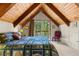 Bedroom features wood ceilings, natural light, and forest views at 563 Brook Dr, Idaho Springs, CO 80452