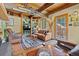 Comfortable living room featuring rustic wood accents, a cozy couch, and natural light at 563 Brook Dr, Idaho Springs, CO 80452