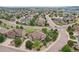 Aerial view of the neighborhood showcasing well-maintained homes and mature landscaping at 15947 Bridle Ridge Dr, Monument, CO 80132