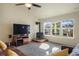 Cozy living room with a modern fireplace, large windows, and a comfortable seating area at 819 Meadow Ln, Palmer Lake, CO 80133