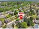 Aerial view of the neighborhood highlighting the home's proximity to the High Line Canal trail at 1470 S Quebec Way # 83, Denver, CO 80231