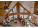 Open living area with a cathedral ceiling, lots of windows, and a fireplace at 229 Lee Ln, Breckenridge, CO 80424