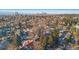 Wide aerial view of the neighborhood and city skyline at 440 S York St, Denver, CO 80209