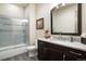 Elegant bathroom with soaking tub, shower, and updated fixtures at 1701 Creedmoor Ct, Castle Rock, CO 80109