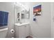 Bathroom featuring a single sink vanity with under-cabinet storage at 892 Macaw St, Brighton, CO 80601