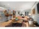 Living room featuring hardwood floors, fireplace, and bar seating at 4011 S Ivy Ln, Cherry Hills Village, CO 80111