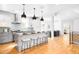 Open kitchen featuring a large island, stainless appliances, and bar stool seating at 418 S Gilpin St, Denver, CO 80209