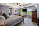 Main bedroom with tray ceiling, ample natural light, wall-mounted TV and a calming color scheme for relaxation at 2550 Winding River Dr # E1, Broomfield, CO 80023