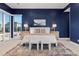 Main bedroom with blue walls, a large bed, and plenty of natural light at 7036 E Archer Pl, Denver, CO 80230