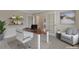 Staged home office featuring French doors, desk, chair, and shelving at 20271 E Lake Ave, Centennial, CO 80016