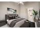Bedroom with neutral carpet, neutral walls, and a bed with decorative pillows at 7373 E Iowa Ave # 1112, Denver, CO 80231