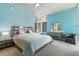 Serene bedroom with modern furnishings, soft lighting, and comfortable carpeting at 891 14Th St # 1408, Denver, CO 80202