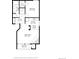 Detailed floor plan showing layout of living room, kitchen, bedroom, and balcony at 12360 W Nevada Pl # 206, Lakewood, CO 80228
