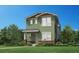Charming two-story home with green siding, brick accents, and professionally landscaped front yard at 910 Promenade Dr, Superior, CO 80027