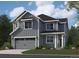 Charming two-story home featuring gray siding, a gray garage door, and professionally landscaped front yard at 13729 Daffodil Pt, Parker, CO 80134