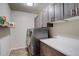 Efficient laundry room featuring modern appliances, ample cabinet space, and a practical countertop at 26881 E Roxbury Pl, Aurora, CO 80016