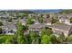 Residential neighborhood aerial showcases lush trees, well-maintained homes and mountain views in the distance at 7408 Sodalite Way, Castle Rock, CO 80108