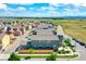 Wide aerial view of a well-maintained community, highlighting the home's location and surroundings at 2790 Center Park Way, Berthoud, CO 80513