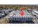 Aerial view of modern townhomes showcasing the community layout and design at 4244 E 8Th Pl, Denver, CO 80220