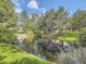 Scenic community pond reflecting the surrounding trees and blue sky, enhancing the serene environment at 12819 E Dickensen Pl, Aurora, CO 80014