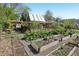 Brick home with garden beds, landscaping, patio, and solar panels visible in the backyard at 805 Union Ave, Boulder, CO 80304
