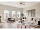 Bright living room with large windows, comfortable seating, area rug and stylish decor at 6307 Dayton Ct, Denver, CO 80238