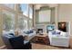 Spacious living room with a fireplace, large windows, and comfortable seating at 11615 E Maplewood Ave, Englewood, CO 80111